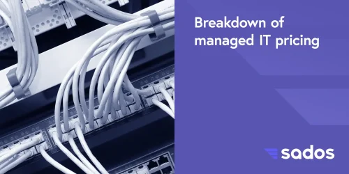 Close-up of network cables illustrating managed IT services and pricing breakdown by SADOS.