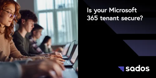 Group of students working on laptops, focusing on Microsoft 365 security with the question: Is your tenant secure?